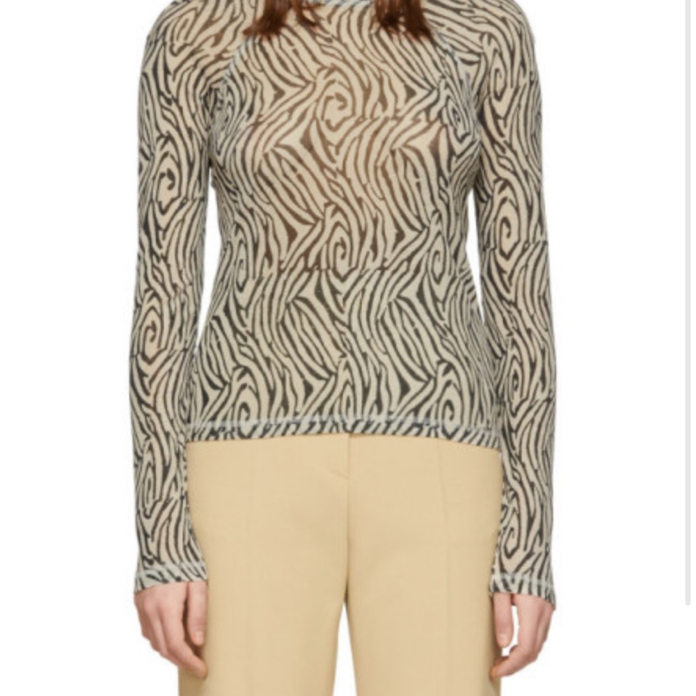 Nanushka Sheer Zebra-Print Long-Sleeve Top